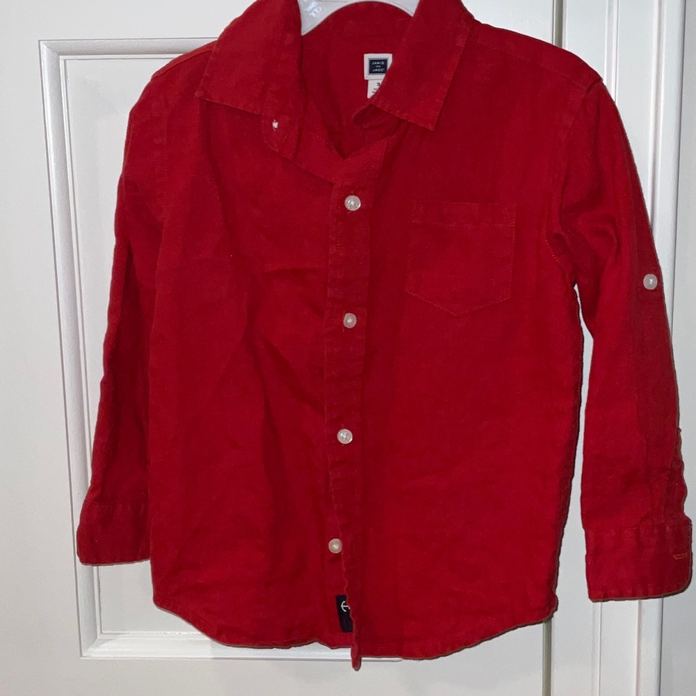 Janie and Jack Vibrant Red Button-Down Shirt